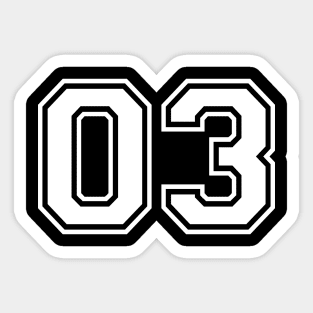 JERESEY NUMBER 03 Sticker